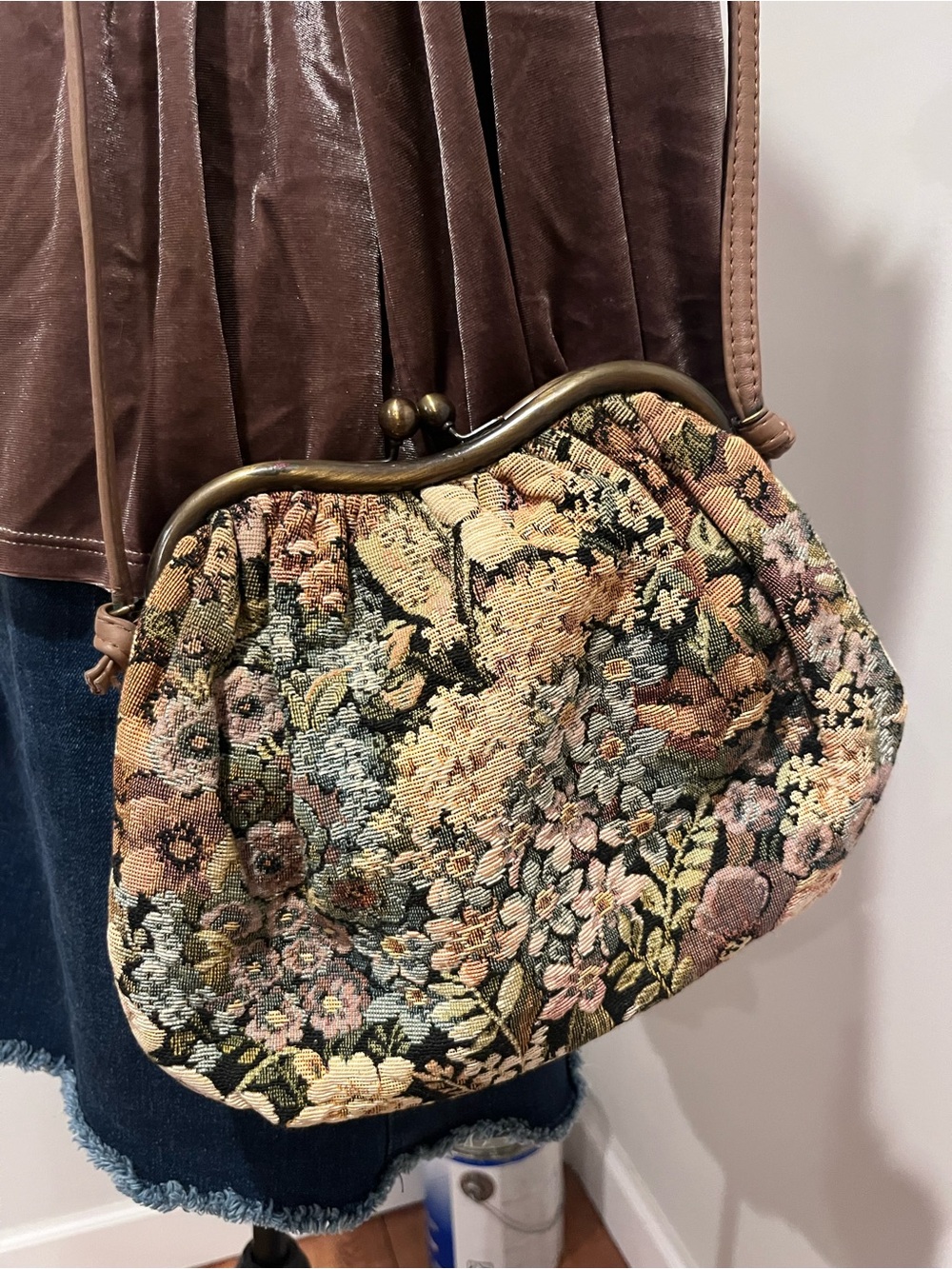 Tapestry Kiss Lock Handbag